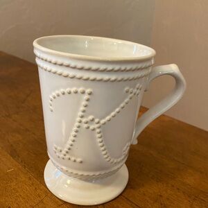 Food Network Stoneware White Washed Letter K Coffee Tea Cup Mug